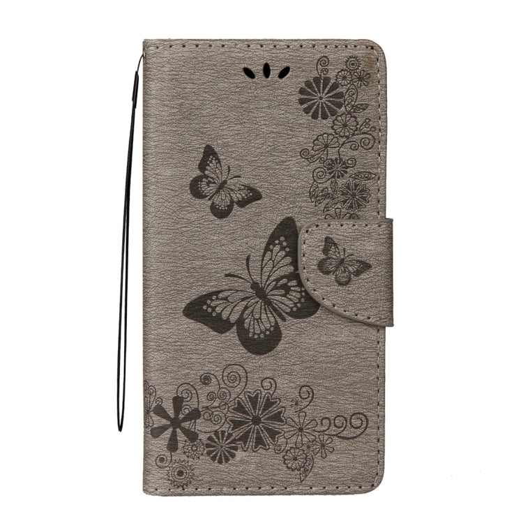 For Galaxy J7 (2017) (EU Version) Pressed Flowers Butterfly Pattern Horizontal Flip Leather Case with Holder & Card Slots & Wallet & Lanyard