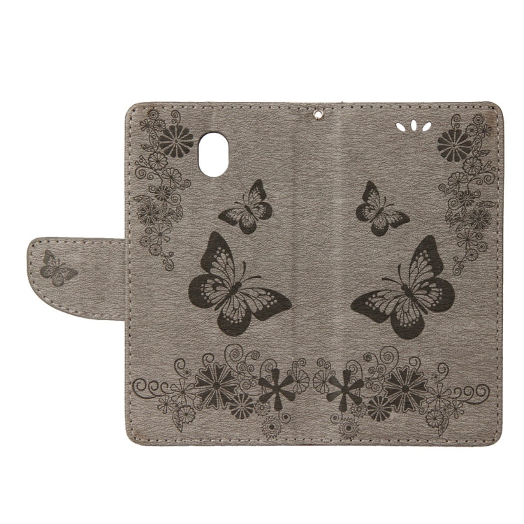 For Galaxy J7 (2017) (EU Version) Pressed Flowers Butterfly Pattern Horizontal Flip Leather Case with Holder & Card Slots & Wallet & Lanyard