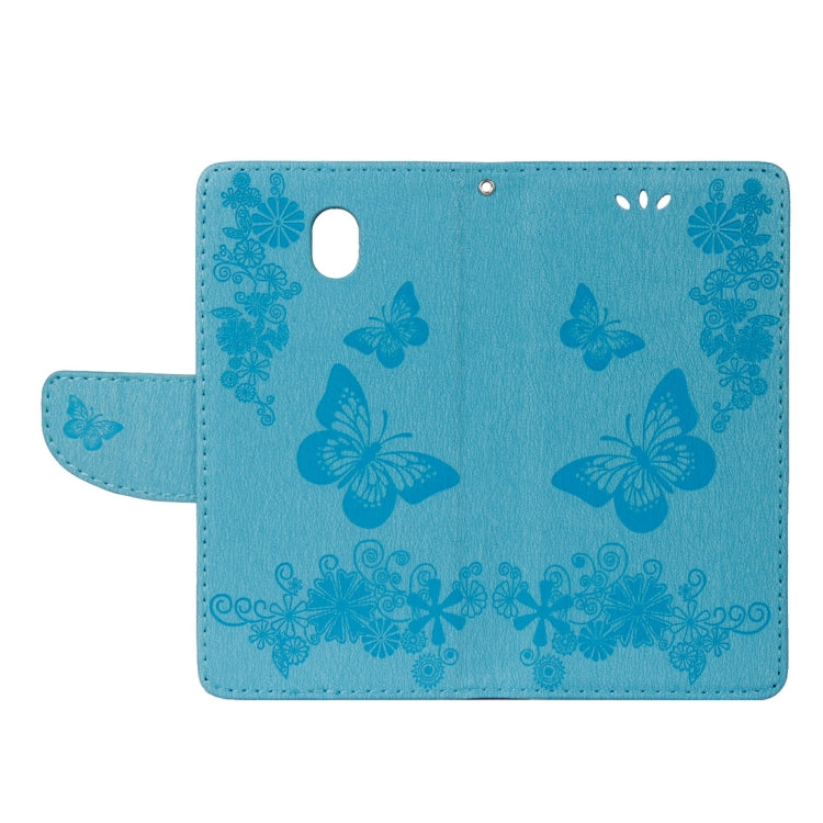 For Galaxy J7 (2017) (EU Version) Pressed Flowers Butterfly Pattern Horizontal Flip Leather Case with Holder & Card Slots & Wallet & Lanyard