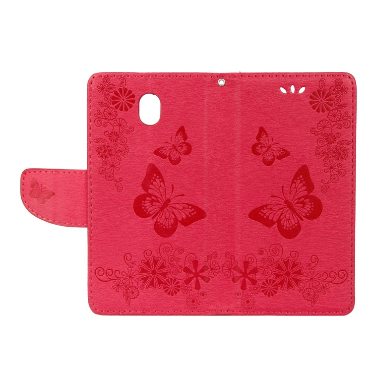 For Galaxy J7 (2017) (EU Version) Pressed Flowers Butterfly Pattern Horizontal Flip Leather Case with Holder & Card Slots & Wallet & Lanyard