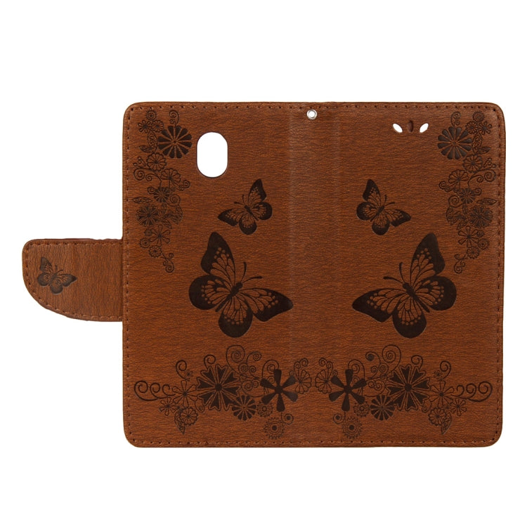 For Galaxy J7 (2017) (EU Version) Pressed Flowers Butterfly Pattern Horizontal Flip Leather Case with Holder & Card Slots & Wallet & Lanyard