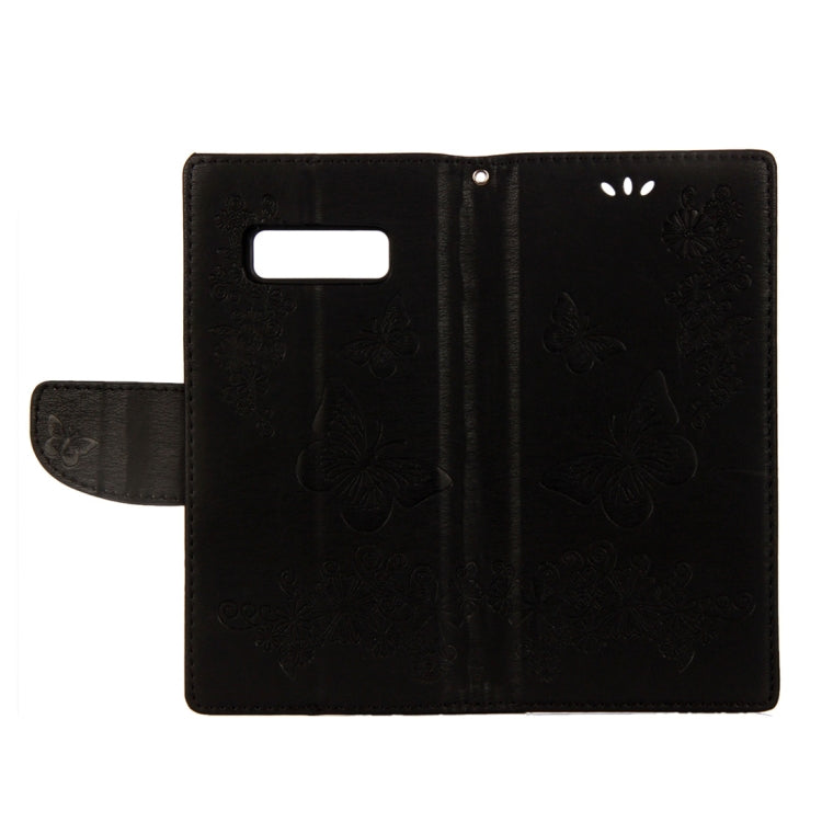 For Galaxy Note 8 Pressed Flowers Butterfly Pattern Horizontal Flip Leather Case with Holder & Card Slots & Wallet & Lanyard