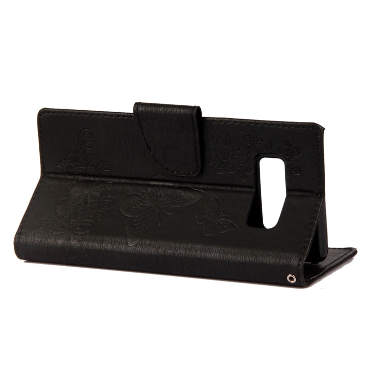 For Galaxy Note 8 Pressed Flowers Butterfly Pattern Horizontal Flip Leather Case with Holder & Card Slots & Wallet & Lanyard