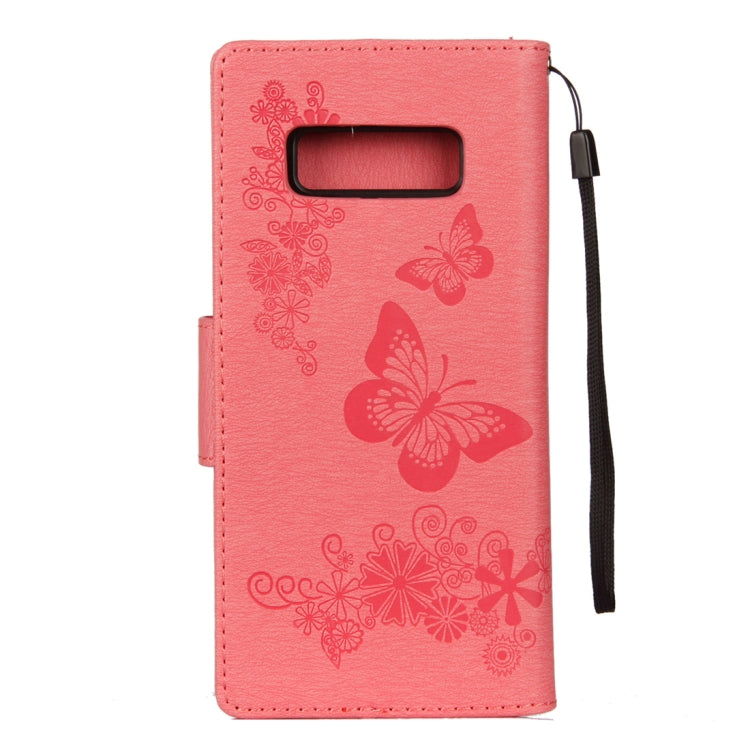 For Galaxy Note 8 Pressed Flowers Butterfly Pattern Horizontal Flip Leather Case with Holder & Card Slots & Wallet & Lanyard