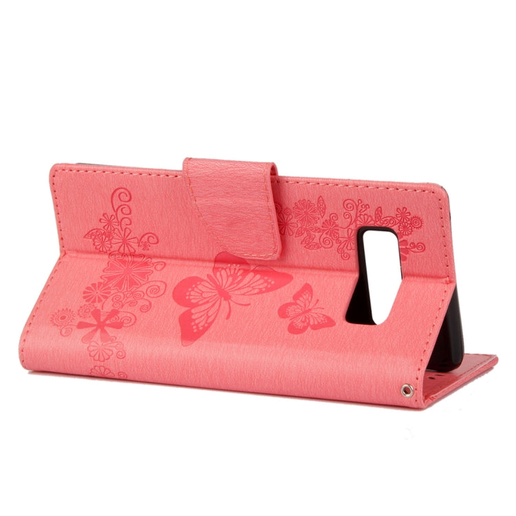 For Galaxy Note 8 Pressed Flowers Butterfly Pattern Horizontal Flip Leather Case with Holder & Card Slots & Wallet & Lanyard
