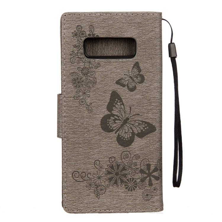 For Galaxy Note 8 Pressed Flowers Butterfly Pattern Horizontal Flip Leather Case with Holder & Card Slots & Wallet & Lanyard