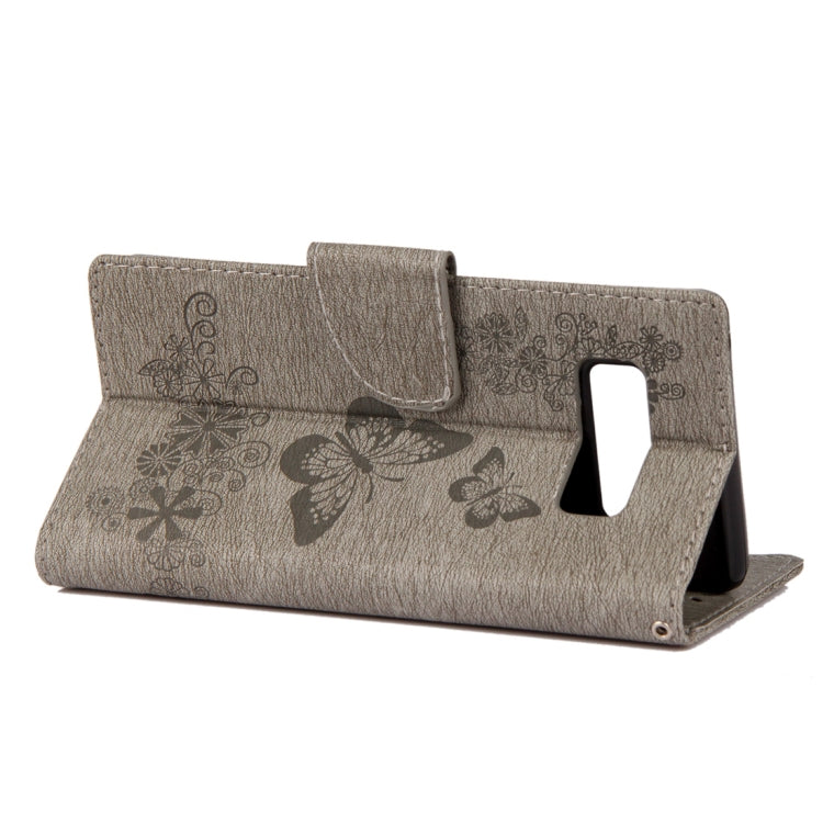 For Galaxy Note 8 Pressed Flowers Butterfly Pattern Horizontal Flip Leather Case with Holder & Card Slots & Wallet & Lanyard