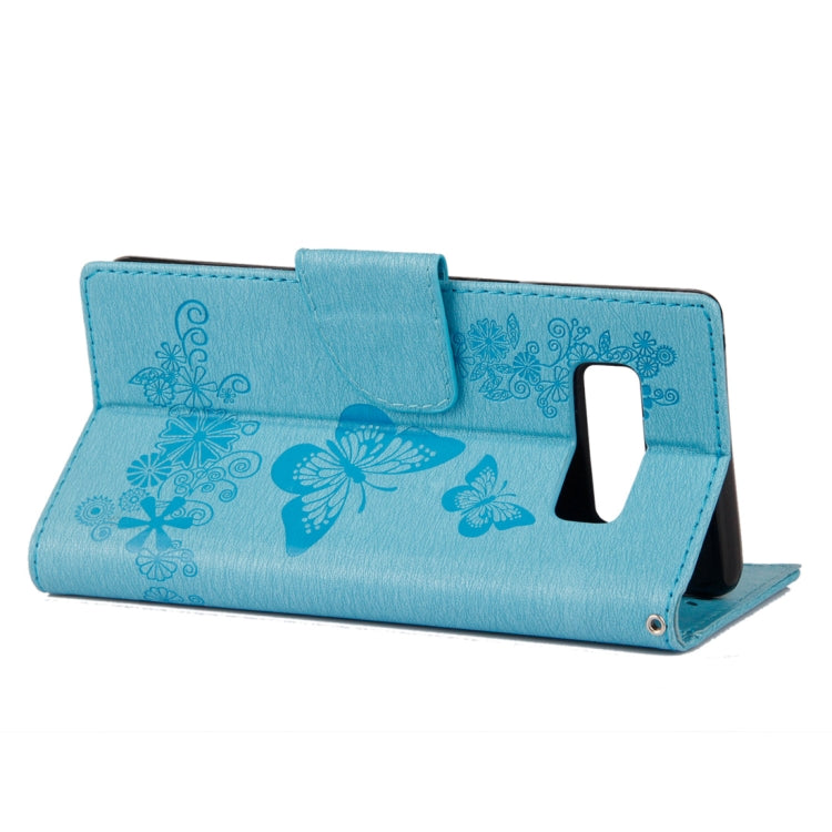 For Galaxy Note 8 Pressed Flowers Butterfly Pattern Horizontal Flip Leather Case with Holder & Card Slots & Wallet & Lanyard