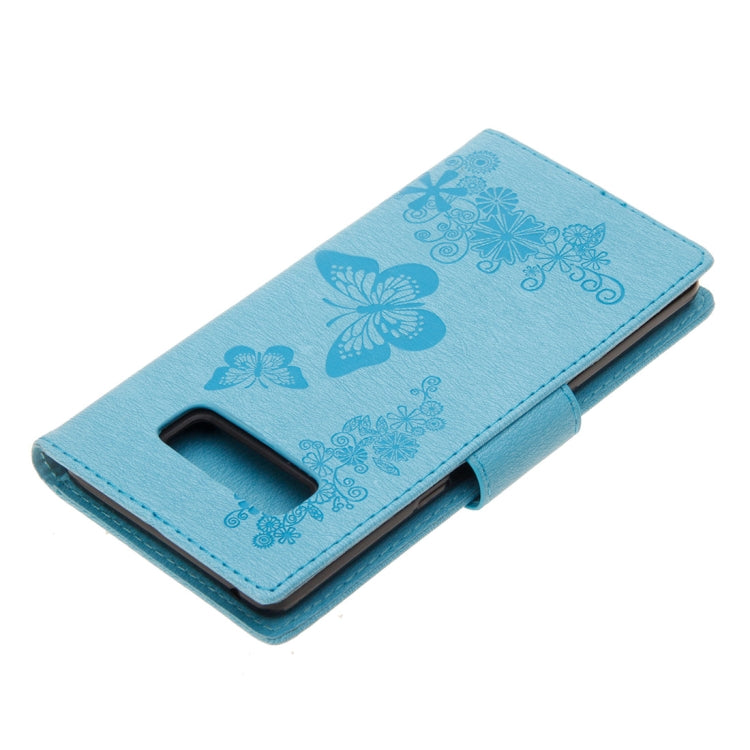 For Galaxy Note 8 Pressed Flowers Butterfly Pattern Horizontal Flip Leather Case with Holder & Card Slots & Wallet & Lanyard