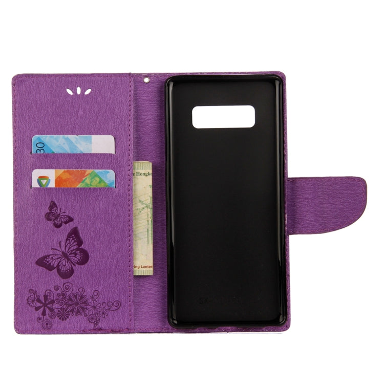 For Galaxy Note 8 Pressed Flowers Butterfly Pattern Horizontal Flip Leather Case with Holder & Card Slots & Wallet & Lanyard