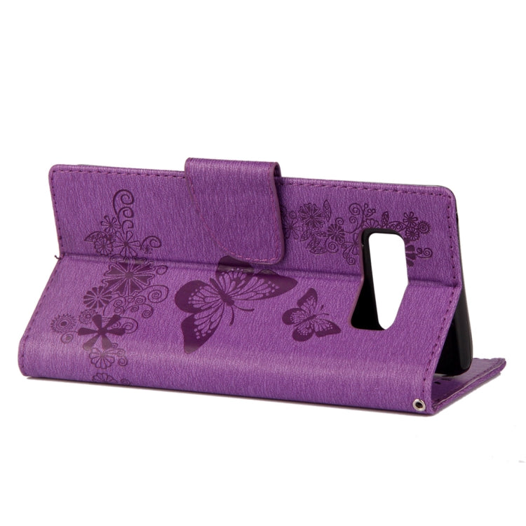 For Galaxy Note 8 Pressed Flowers Butterfly Pattern Horizontal Flip Leather Case with Holder & Card Slots & Wallet & Lanyard