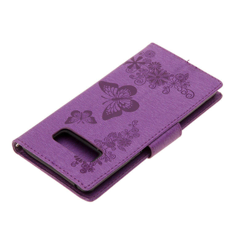 For Galaxy Note 8 Pressed Flowers Butterfly Pattern Horizontal Flip Leather Case with Holder & Card Slots & Wallet & Lanyard