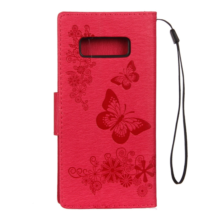 For Galaxy Note 8 Pressed Flowers Butterfly Pattern Horizontal Flip Leather Case with Holder & Card Slots & Wallet & Lanyard
