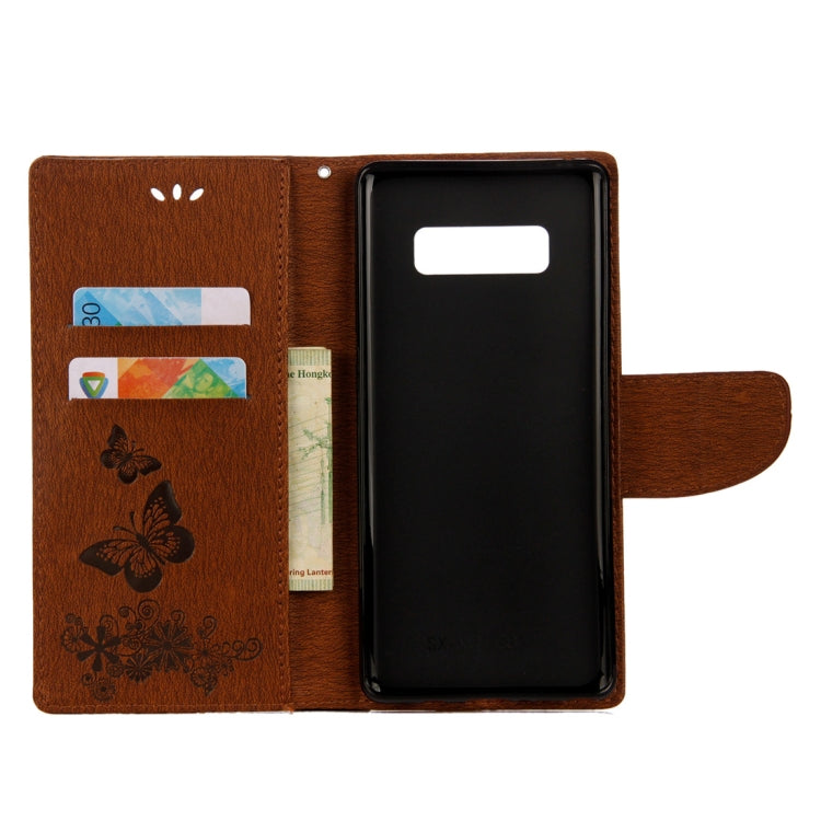 For Galaxy Note 8 Pressed Flowers Butterfly Pattern Horizontal Flip Leather Case with Holder & Card Slots & Wallet & Lanyard