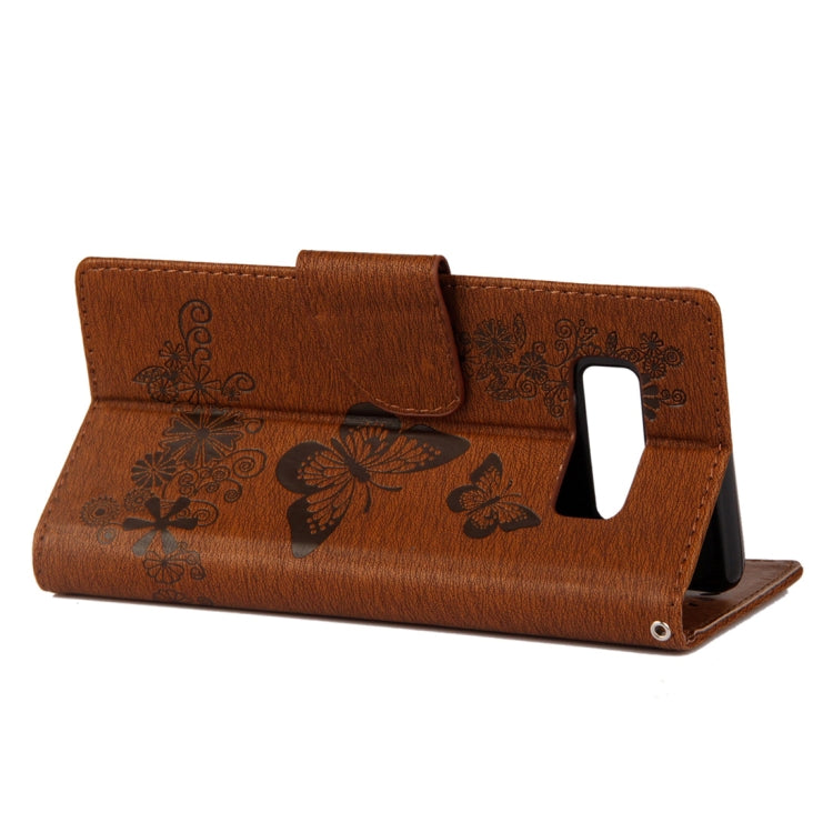 For Galaxy Note 8 Pressed Flowers Butterfly Pattern Horizontal Flip Leather Case with Holder & Card Slots & Wallet & Lanyard