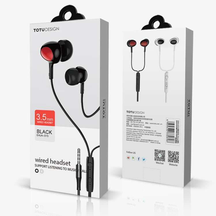 TOTUDESIGN EAUA-015 3.5mm Plug Wire Control In-Ear Earphone