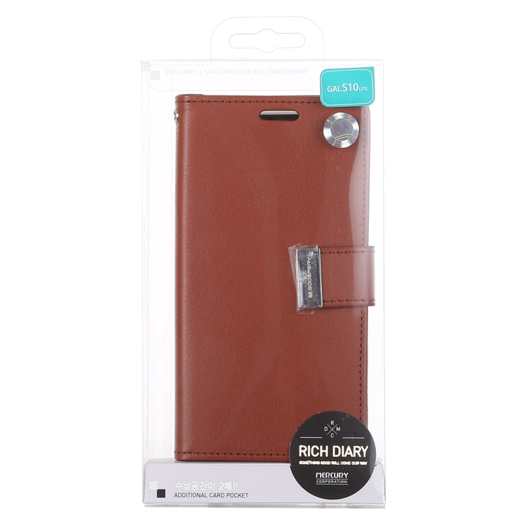 GOOSPERY RICH DIARY for Galaxy S10e PU + TPU Crazy Horse Texture Horizontal Flip Leather Case with Card Slots & Wallet