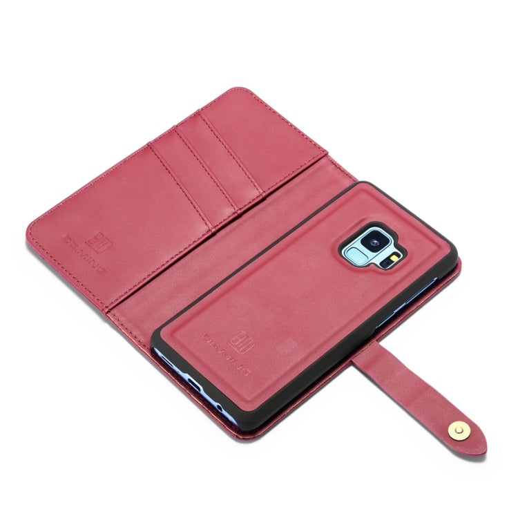 DG.MING Lambskin Detachable Horizontal Flip Magnetic Case for Galaxy S9, with Holder & Card Slots & Wallet