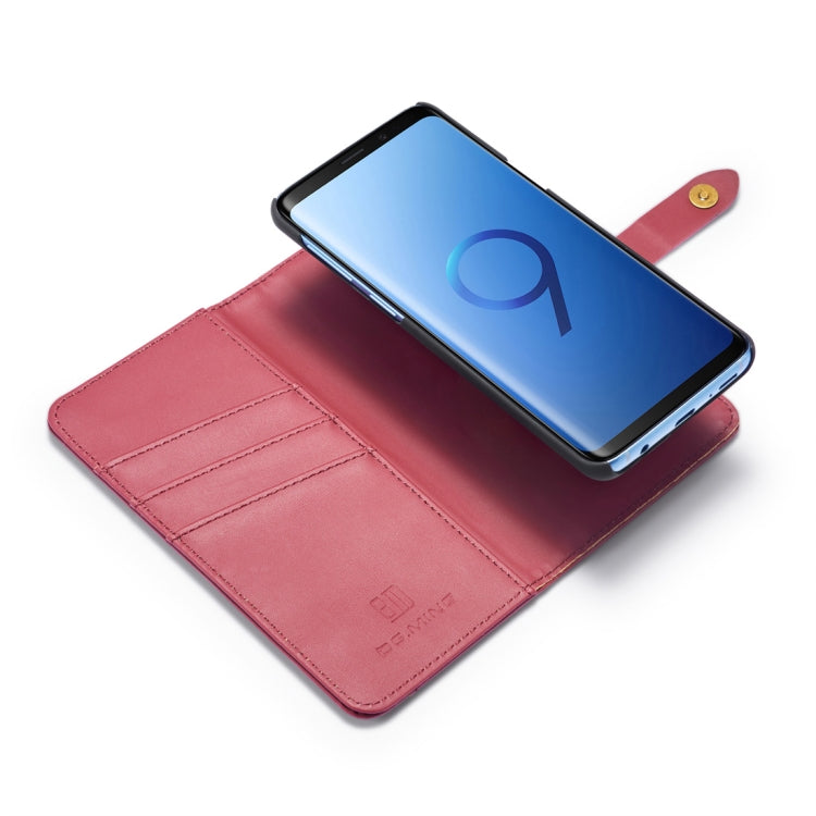 DG.MING Lambskin Detachable Horizontal Flip Magnetic Case for Galaxy S9, with Holder & Card Slots & Wallet