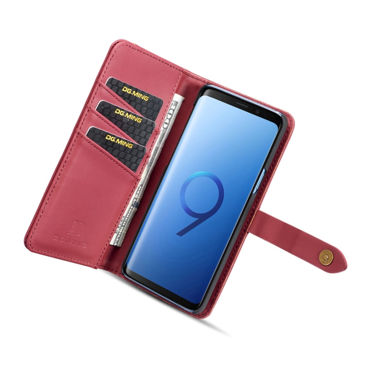 DG.MING Lambskin Detachable Horizontal Flip Magnetic Case for Galaxy S9, with Holder & Card Slots & Wallet
