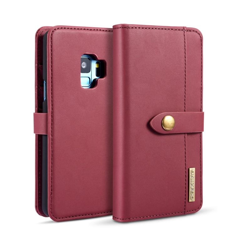 DG.MING Lambskin Detachable Horizontal Flip Magnetic Case for Galaxy S9, with Holder & Card Slots & Wallet
