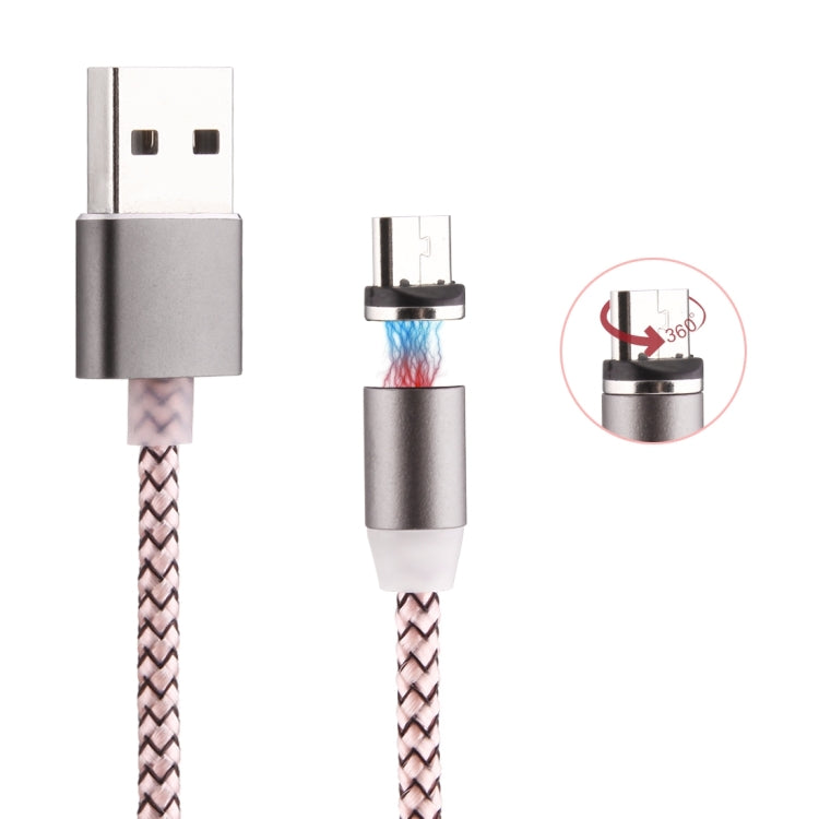 360 Degree Rotation 1m Weave Style Micro USB to USB 2.0 Strong Magnetic Charger Cable with LED Indicator