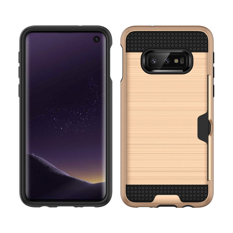 For Galaxy S10e Brushed Texture PC + TPU Protective Case with Card Slot
