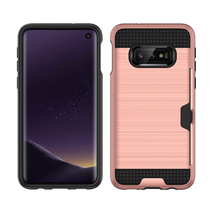 For Galaxy S10e Brushed Texture PC + TPU Protective Case with Card Slot
