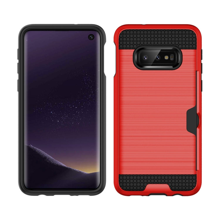 For Galaxy S10e Brushed Texture PC + TPU Protective Case with Card Slot