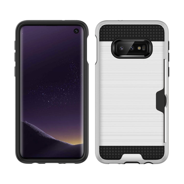 For Galaxy S10e Brushed Texture PC + TPU Protective Case with Card Slot
