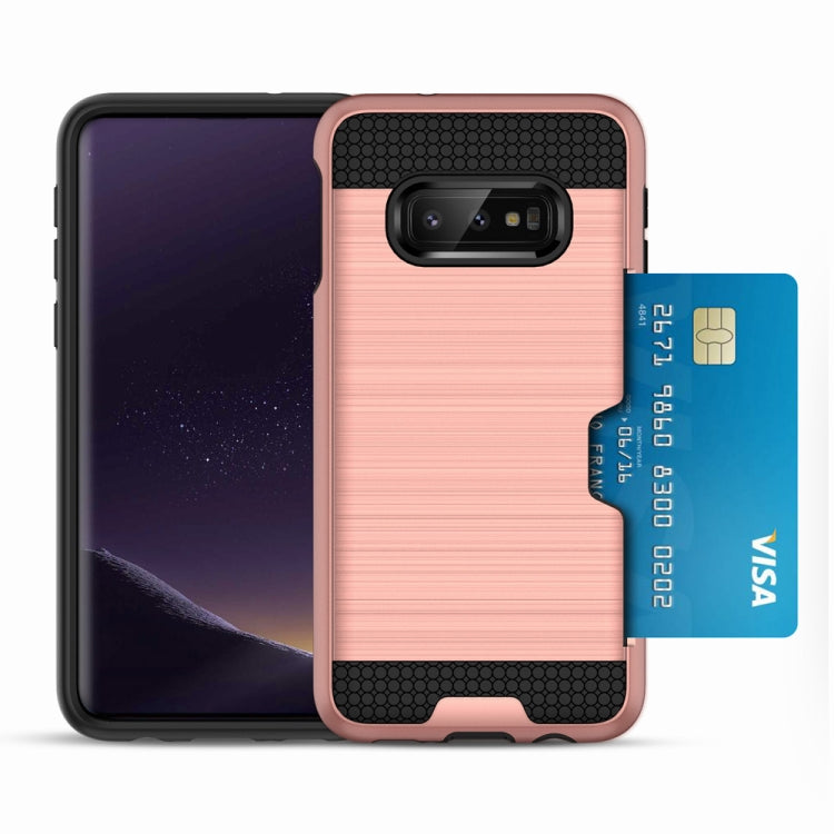 For Galaxy S10e Brushed Texture PC + TPU Protective Case with Card Slot