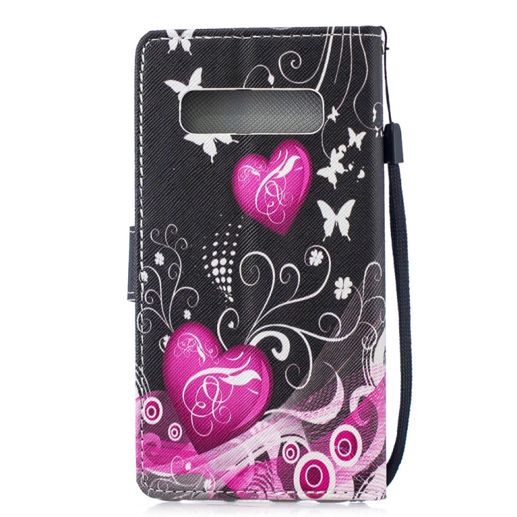 Peach Heart Pattern Horizontal Flip Leather Case for Galaxy S10, with Holder & Card Slots & Wallet