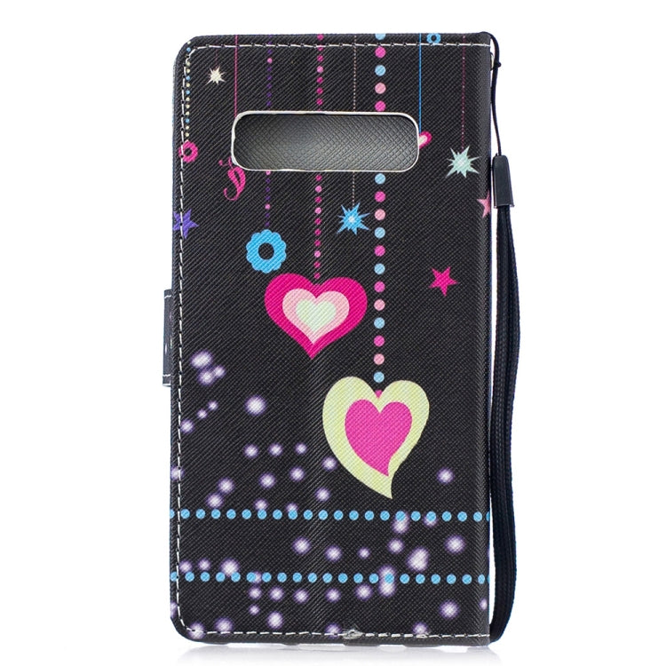 Colored Heart Pattern Horizontal Flip Leather Case for Galaxy S10, with Holder & Card Slots & Wallet