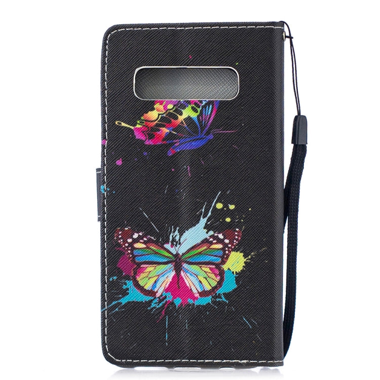 Colored Butterfly Pattern Horizontal Flip Leather Case for Galaxy S10, with Holder & Card Slots & Wallet