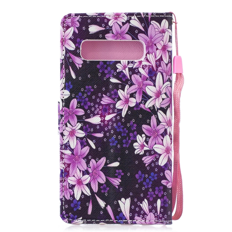 Lily Pattern Horizontal Flip Leather Case for Galaxy S10+, with Holder & Card Slots & Wallet