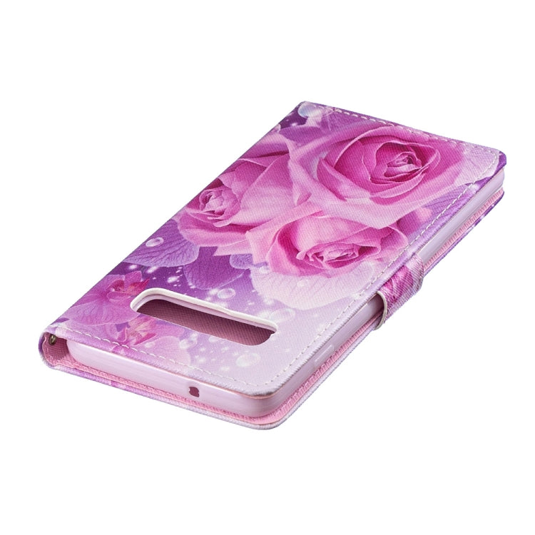 Rose Pattern Horizontal Flip Leather Case for Galaxy S10+, with Holder & Card Slots & Wallet