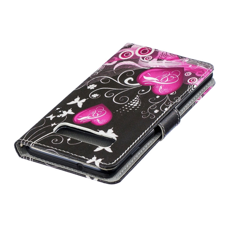 Peach Heart Pattern Horizontal Flip Leather Case for Galaxy S10+, with Holder & Card Slots & Wallet