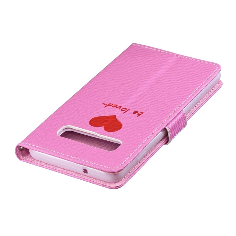 Heart Pattern Horizontal Flip Leather Case for Galaxy S10+, with Holder & Card Slots & Wallet