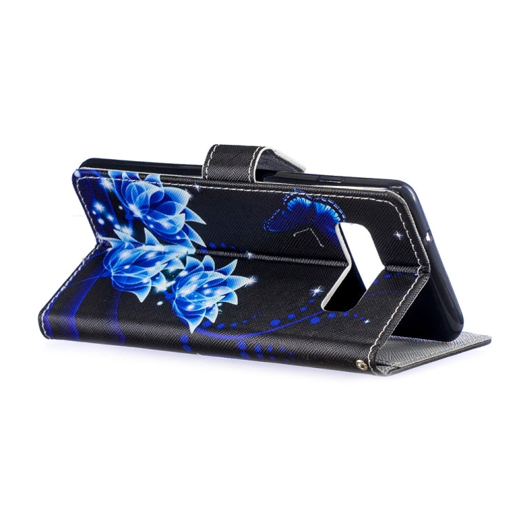 Blue Flower Pattern Horizontal Flip Leather Case for Galaxy S10+, with Holder & Card Slots & Wallet