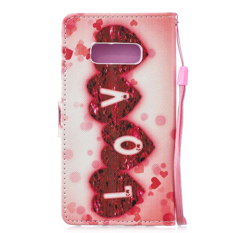 Love Pattern Horizontal Flip Leather Case for Galaxy S10e, with Holder & Card Slots & Wallet