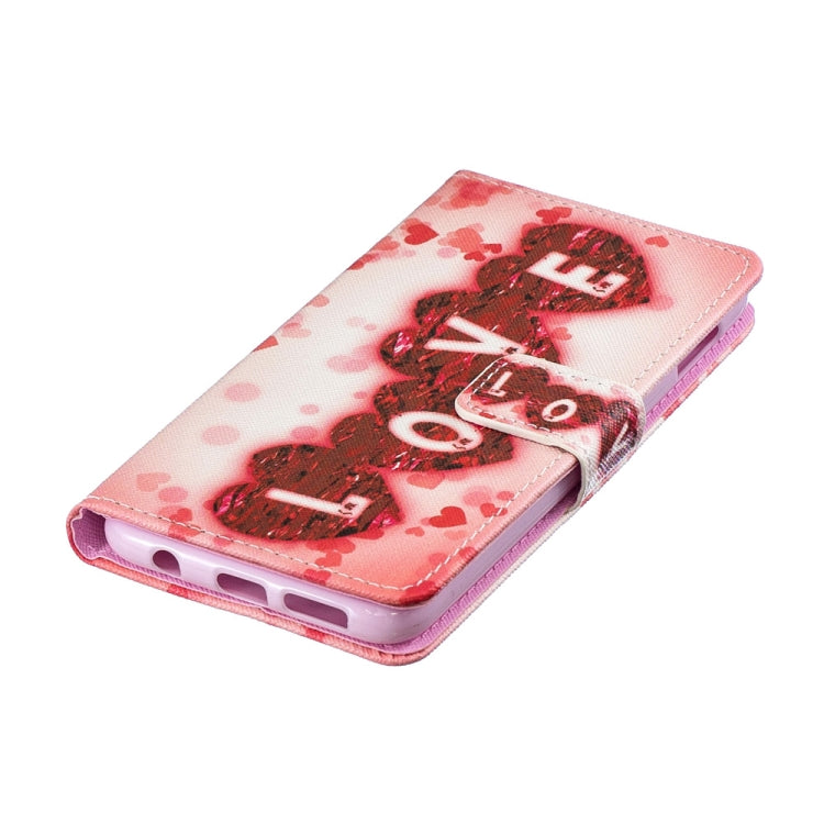 Love Pattern Horizontal Flip Leather Case for Galaxy S10e, with Holder & Card Slots & Wallet