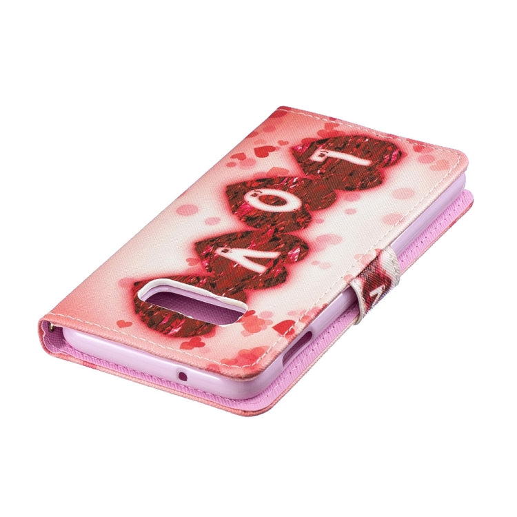 Love Pattern Horizontal Flip Leather Case for Galaxy S10e, with Holder & Card Slots & Wallet
