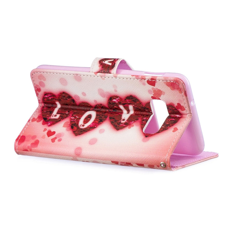 Love Pattern Horizontal Flip Leather Case for Galaxy S10e, with Holder & Card Slots & Wallet