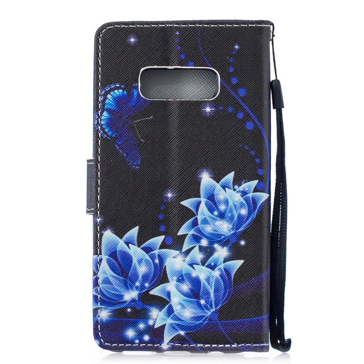 Blue Flower Pattern Horizontal Flip Leather Case for Galaxy S10e, with Holder & Card Slots & Wallet
