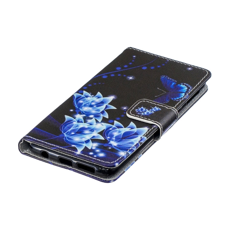 Blue Flower Pattern Horizontal Flip Leather Case for Galaxy S10e, with Holder & Card Slots & Wallet