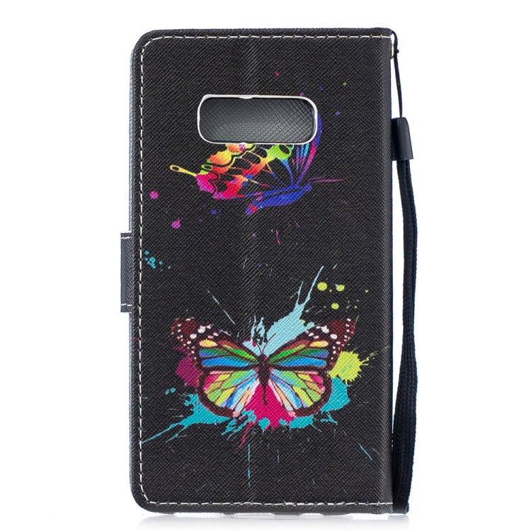 Colored Butterfly Pattern Horizontal Flip Leather Case for Galaxy S10e, with Holder & Card Slots & Wallet