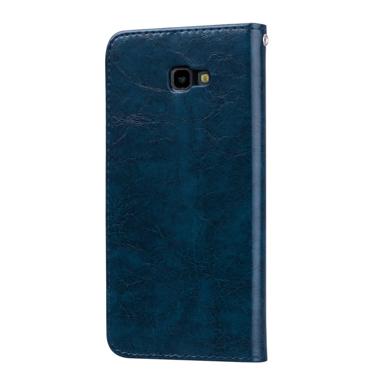Business Style Oil Wax Texture Horizontal Flip Leather Case for Galaxy J4+, with Holder & Card Slots & Wallet