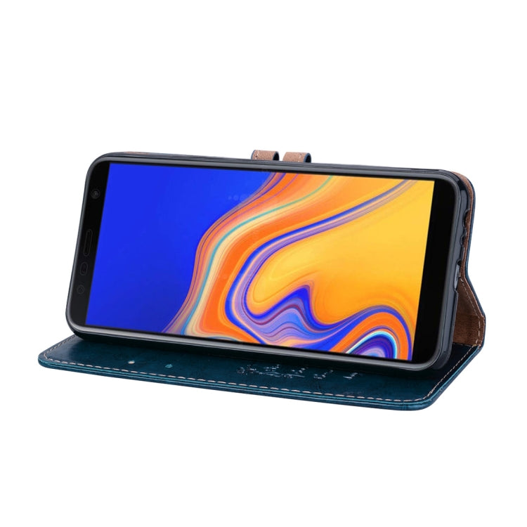 Business Style Oil Wax Texture Horizontal Flip Leather Case for Galaxy J4+, with Holder & Card Slots & Wallet