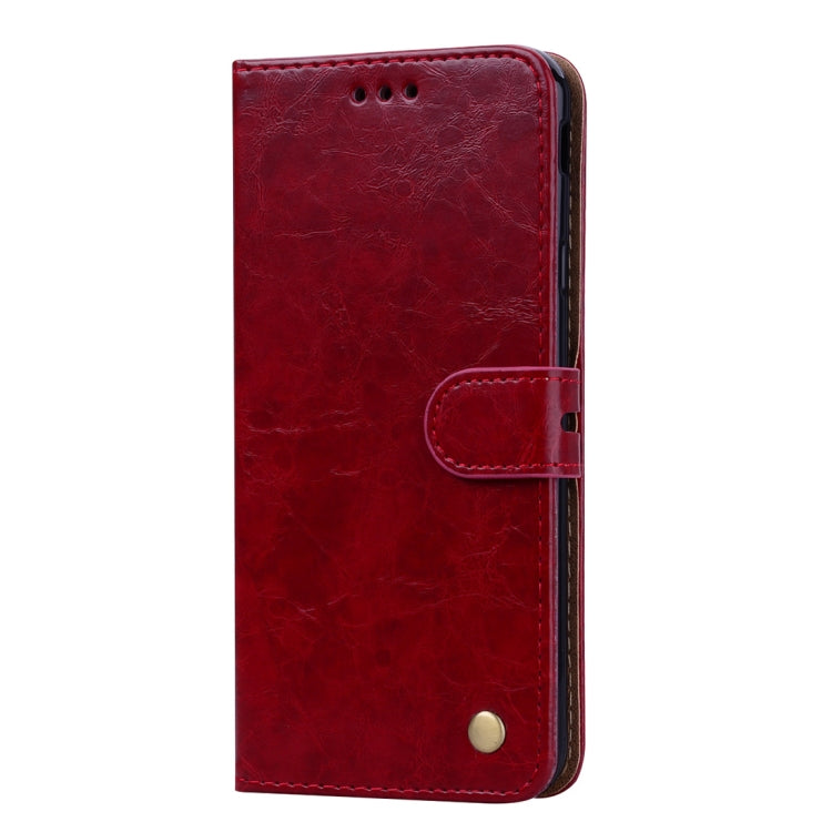 Business Style Oil Wax Texture Horizontal Flip Leather Case for Galaxy J4+, with Holder & Card Slots & Wallet