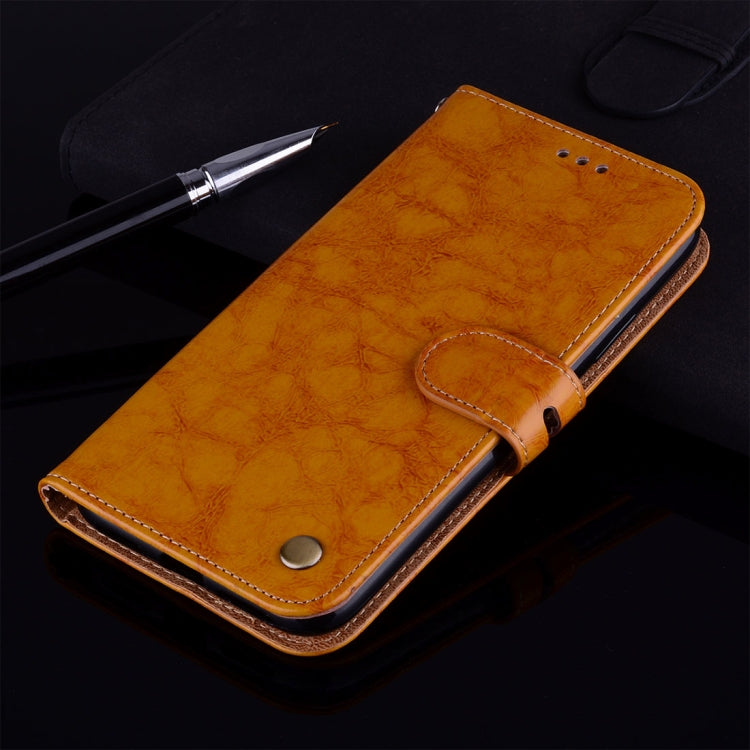 Business Style Oil Wax Texture Horizontal Flip Leather Case for Galaxy J4+, with Holder & Card Slots & Wallet